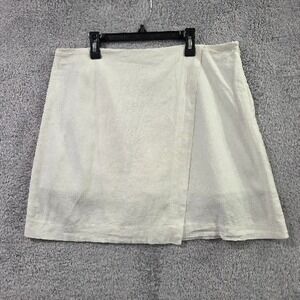 A New Day White Linen Blend Wrap Skort Women's Size 12 Short Skirt Mini Shorts